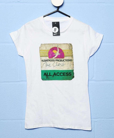 The Clash Take The Fifth Tour Albatross Access Pass Womens T-Shirt 8Ball
